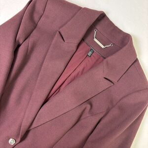 WHBM Burgundy Luxe Blazer Women's Size 14 Silver Button Work Career Suit Jacket